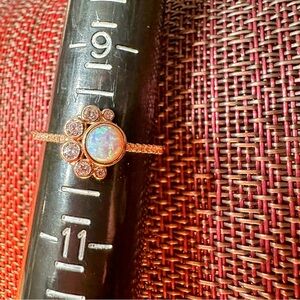 Fragrant Jewels Opal and Crystal Rose Gold Dog Paw Ring